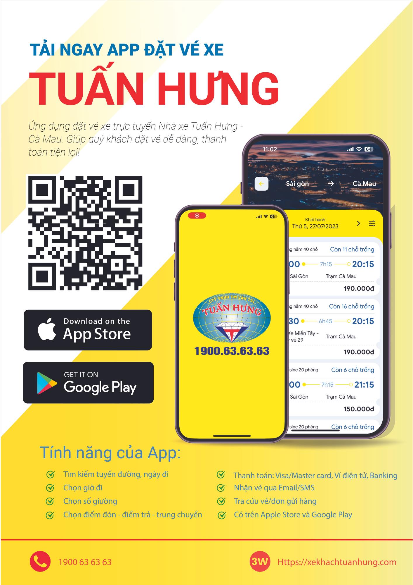 Hướng dẫn đặt vé xe Tuấn Hưng qua ứng dụng