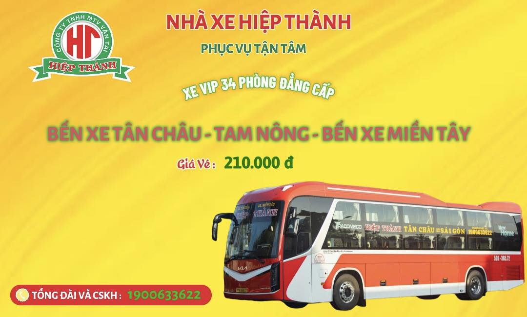 Bảng giá vé xe Hiệp Thành tuyến Tân Châu - Sài Gòn