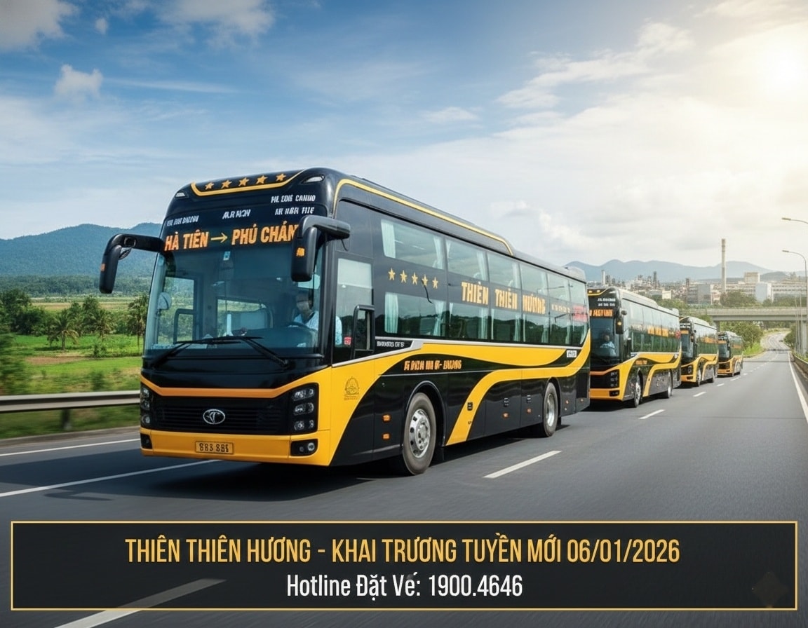Xe Thiên Thiên Hương trả khách tại Bến Cát, Bình Dương
