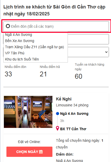 Ảnh minh họa lọc điểm đón