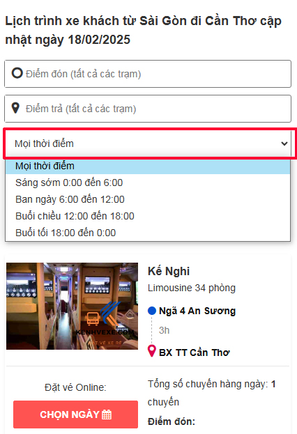 Ảnh minh họa lọc giờ đi
