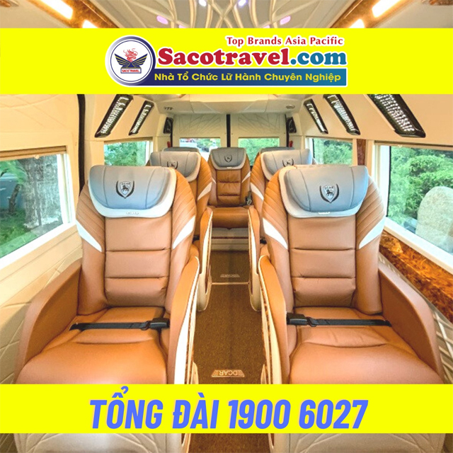 Không gian nội thất ghế massage trên xe Limousine Saco Travel