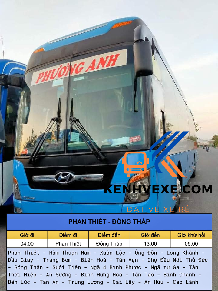 Xe khách Phương Anh tuyến Phan Thiết Đồng Tháp