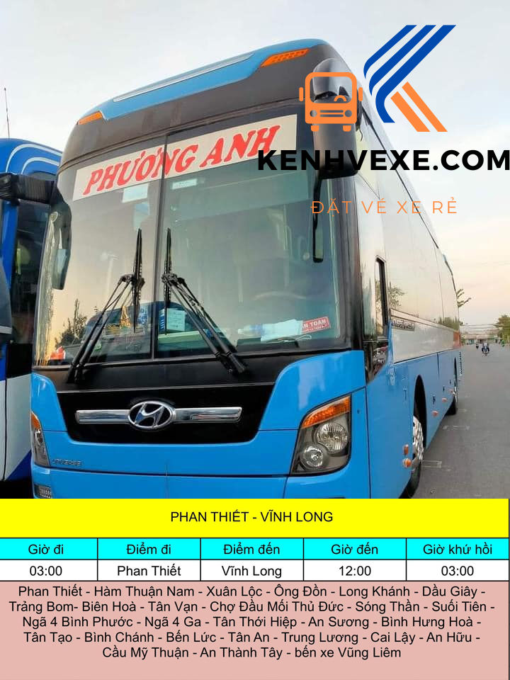 Xe Phương Anh đi Vĩnh Long từ Phan Thiết