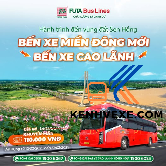 Giá vé xe Phương Trang từ Cao Lãnh đi Sài Gòn