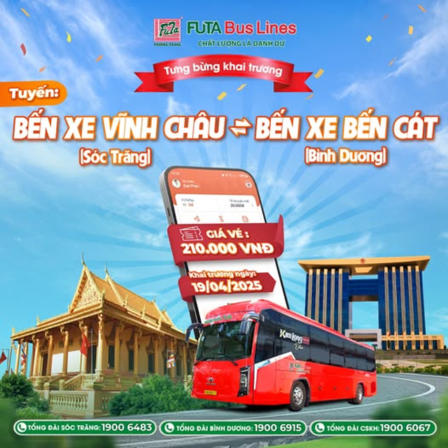 Xe Phương Trang tuyến Vĩnh Châu Sóc Trăng đi Bình Dương