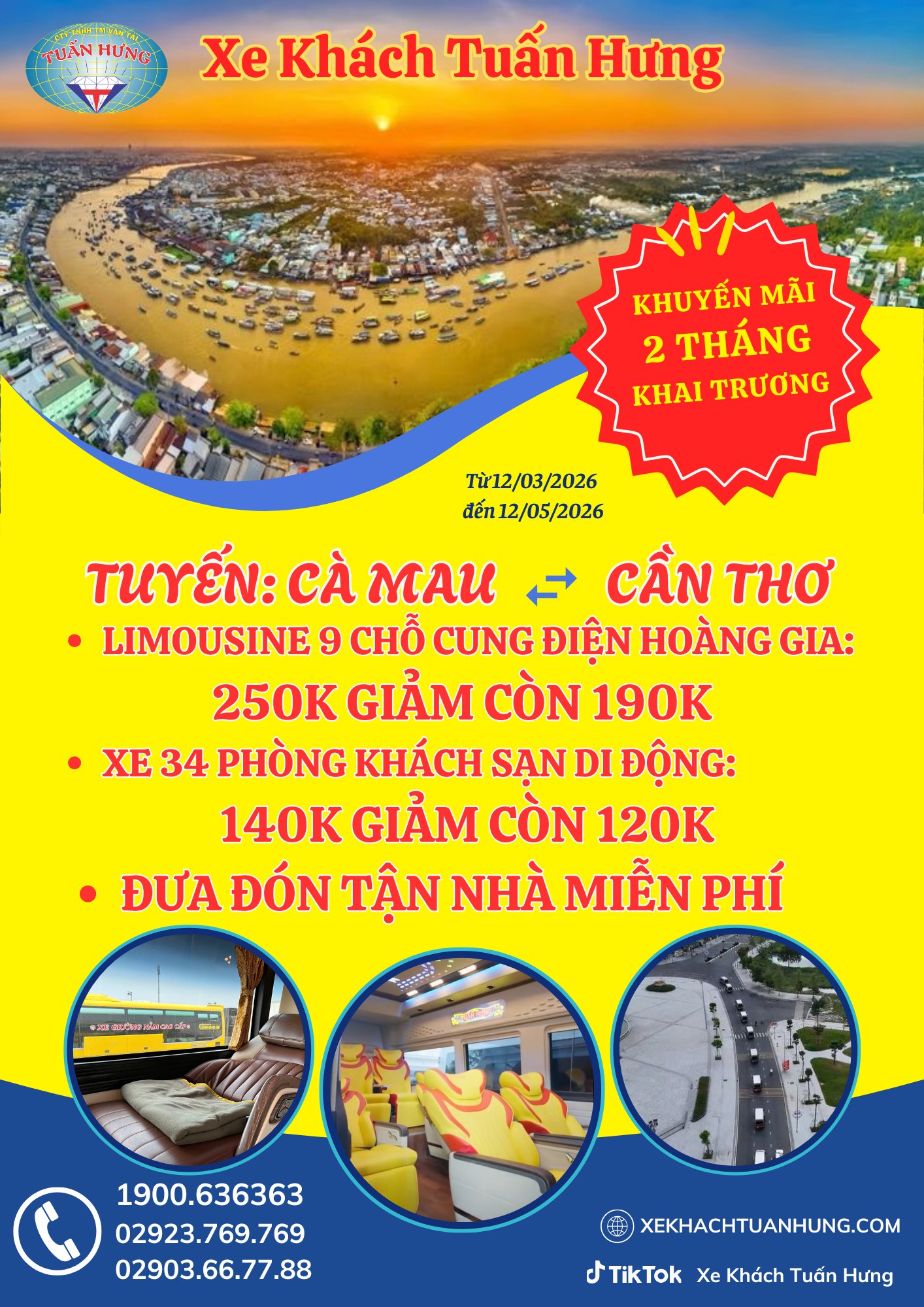 Xe Tuấn Hưng Cà Mau đi Cần Thơ