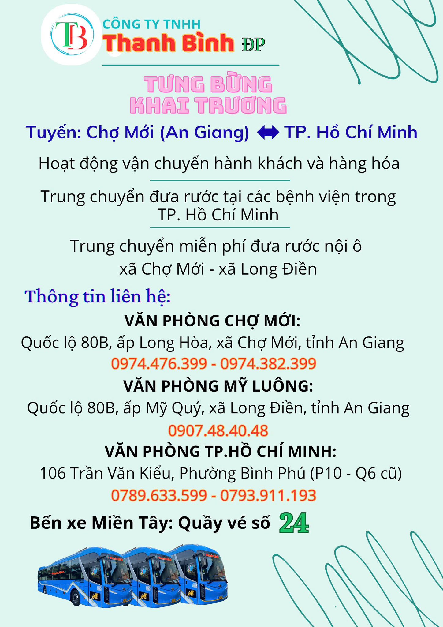 Xe Đồng Phát tại văn phòng Chợ Mới, An Giang