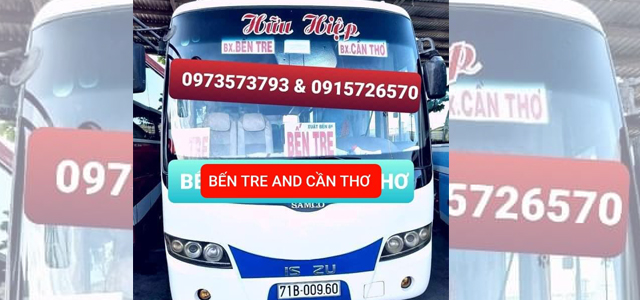 Nhà xe Hữu Hiệp chuyên tuyến Cần Thơ Bến Tre uy tín