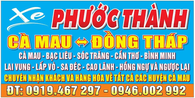 Nhà xe Phước Thành chạy tuyến Cà Mau Đồng Tháp