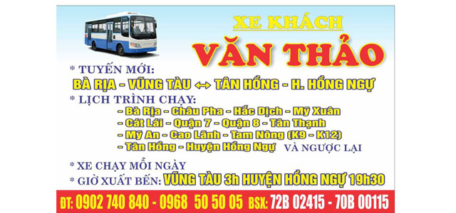 Xe Văn Thảo Đồng Tháp Vũng Tàu chất lượng cao